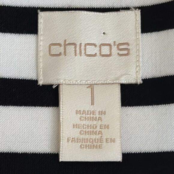 Chico's Jacket Size 1 (8) Ponte Striped Black & White - Picture 11 of 16